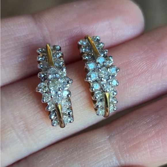 Staccato Gold and Silver Crystal Earrings - Picture 2 of 7